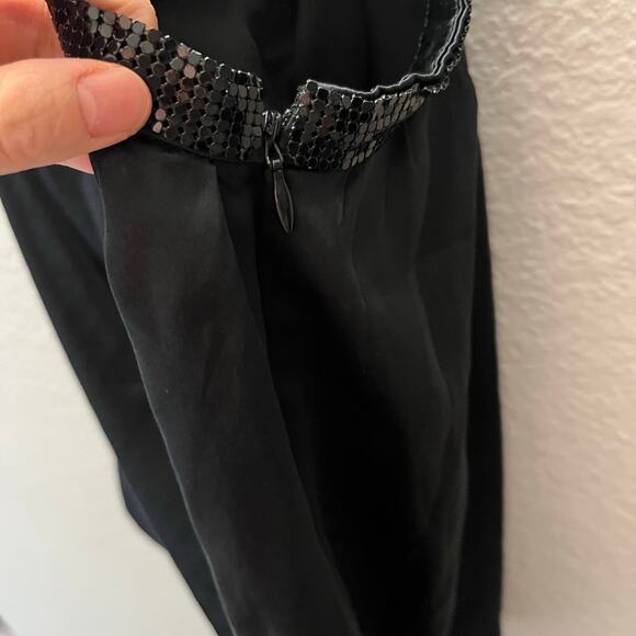 INC Black 100% Silk Beaded Camisole Sequin Strap Evening Top Small Y2K Cocktail - Picture 4 of 4